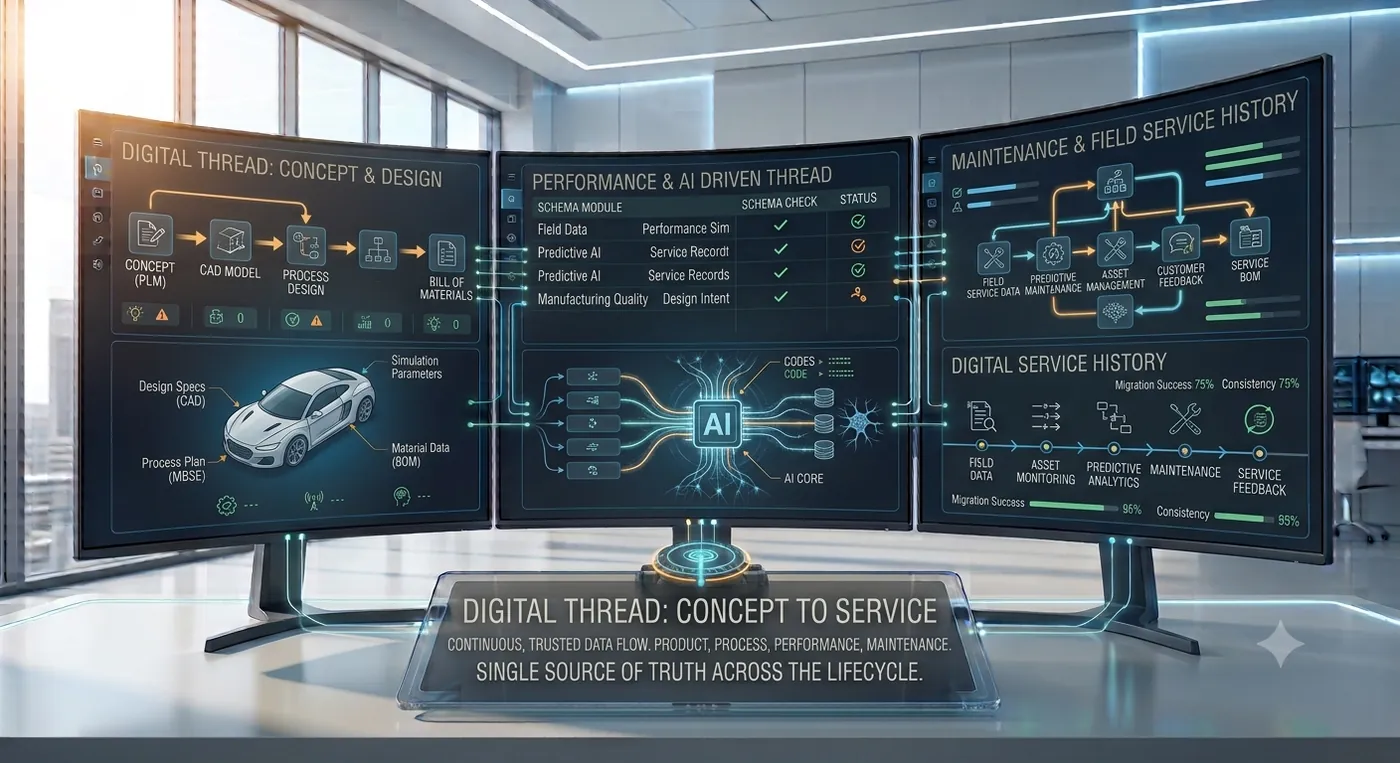 Digital thread connecting concept design, performance and maintenance data across the product lifecycle